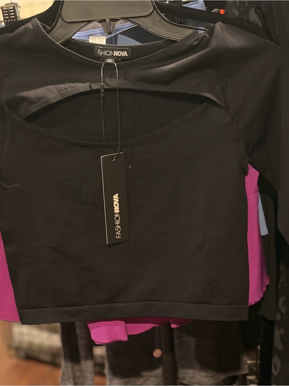 Fashion Nova Black Cutout Crop Top